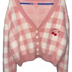 harry styles harry’s hidden angels cardigan Pink and White Checkered Sweater